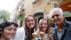 My host Parents, Shelbie and I, with some delicous ice cream in Grasse